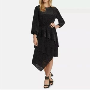 DKNY Velvet Midi Dress Black Size Medium